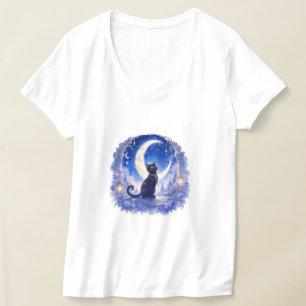 Camiseta Luna Creciente Gato Negro