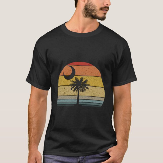 Camiseta Luna Crescent de árbol Palmetto con bandera de Car (Anverso)