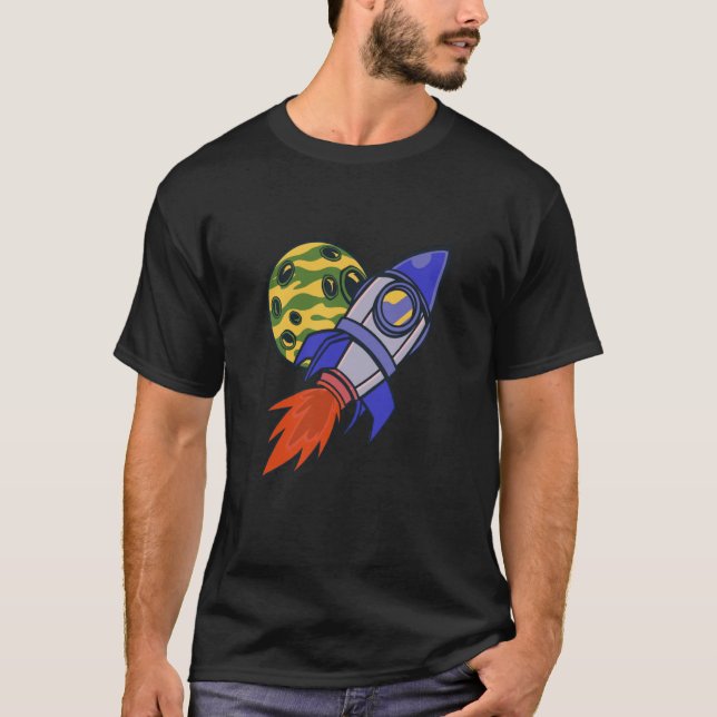 Camiseta Luna de ciencia espacial de cohetes (Anverso)