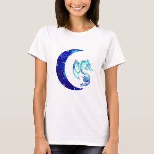 Camiseta Luna de Creciente Azul y Dragón