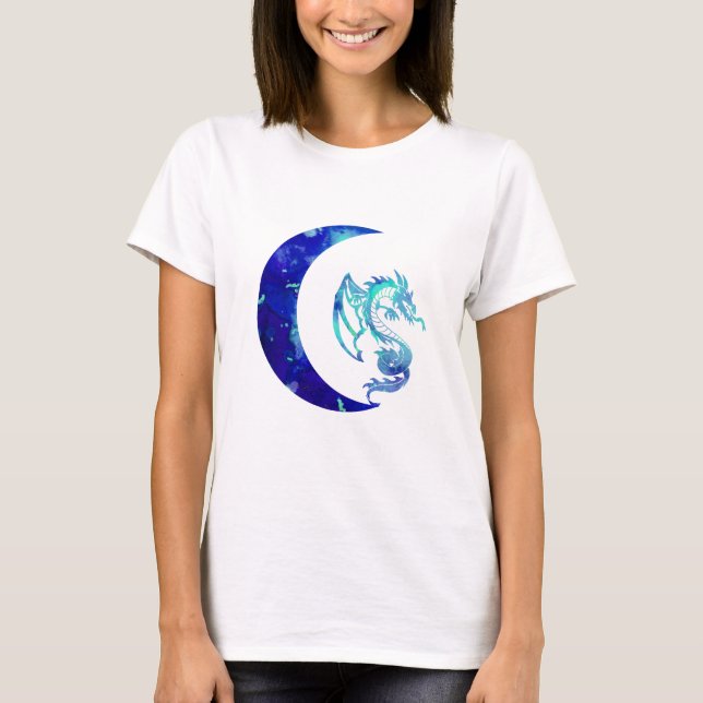 Camiseta Luna de Creciente Azul y Dragón (Anverso)