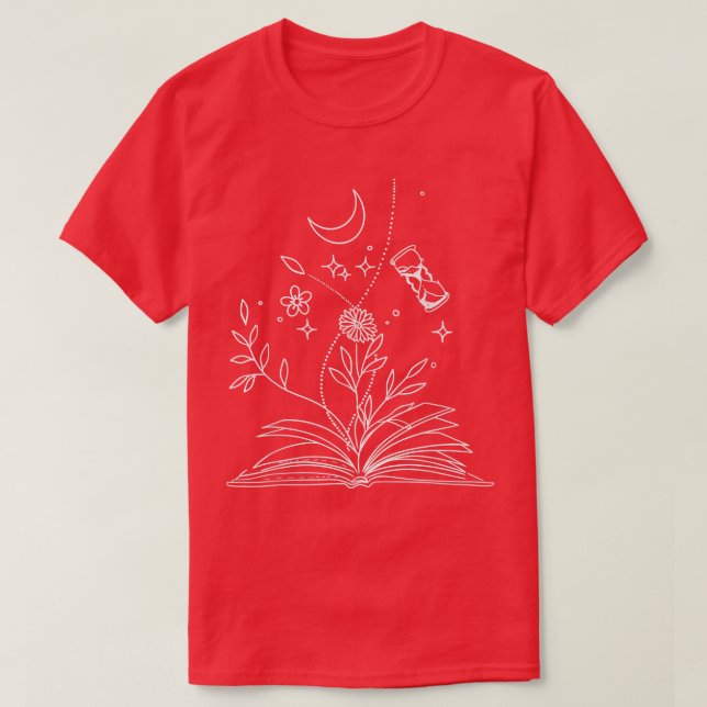 Camiseta Luna de flores, profesora de libros femeninos de e (Diseño del anverso)