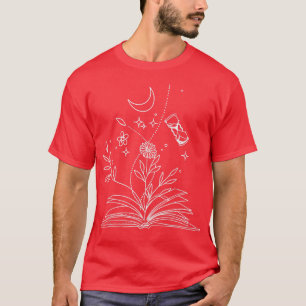 Camiseta Luna de flores, profesora de libros femeninos de e