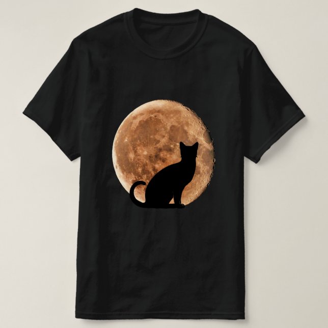 Camiseta Luna de gato de Halloween (Diseño del anverso)