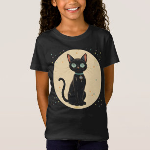 Camiseta Luna de gato negro futurista atómico
