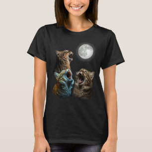 Camiseta Luna de Gato Tres Gatos Repitiendo En La Luna Gato