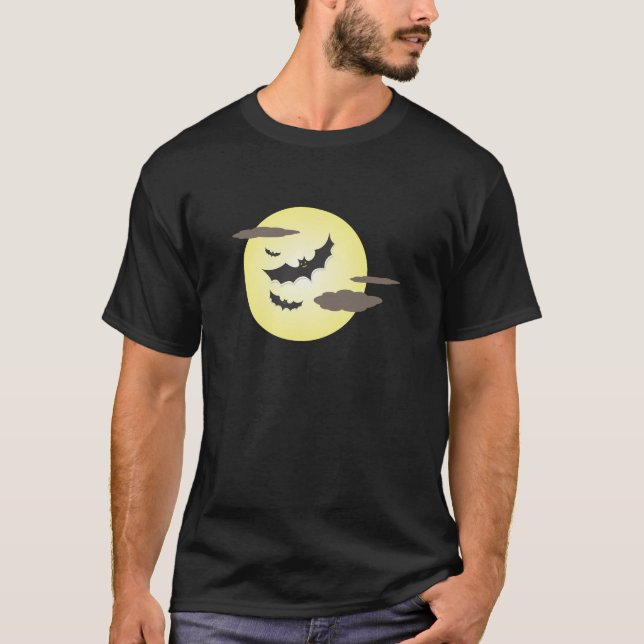 Camiseta Luna de Halloween y camisas de Bats (Anverso)