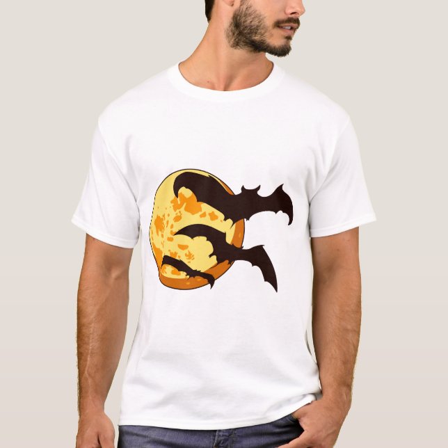 Camiseta Luna de Halloween y murciélagos (Anverso)