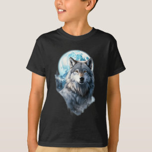 Camiseta Luna de Lobo Gráfico Aullando ,Bajo Noche de Luna 