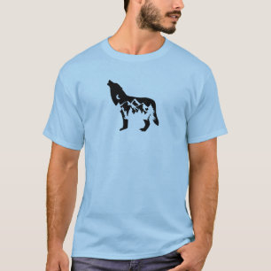 Camiseta Luna de lobo y montañas