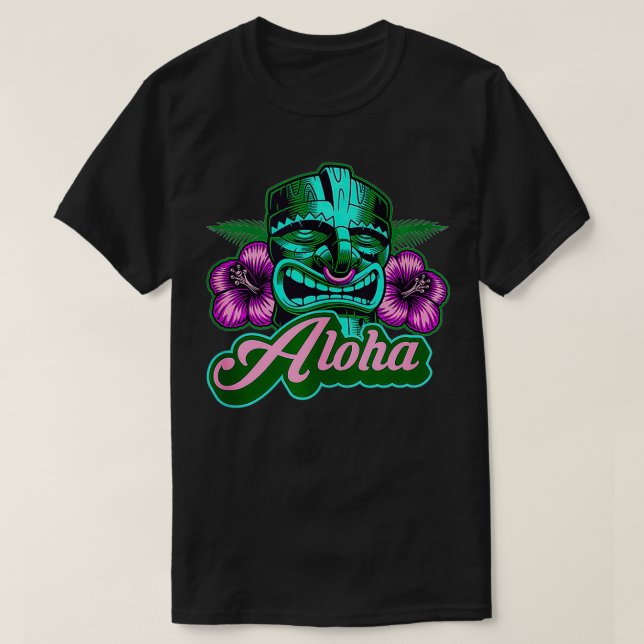 Camiseta Luna de miel de Hawái Aloha Isla Hawái Playa Tiki (Diseño del anverso)