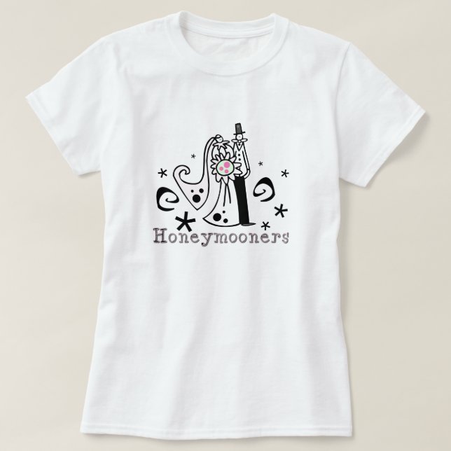 Camiseta Luna de miel rosa y negra (Diseño del anverso)