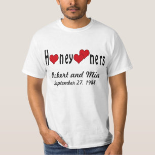 Camiseta Luna de miel y corazones personalizados