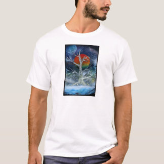 Camiseta Luna de niebla del naranja de la noche del solo