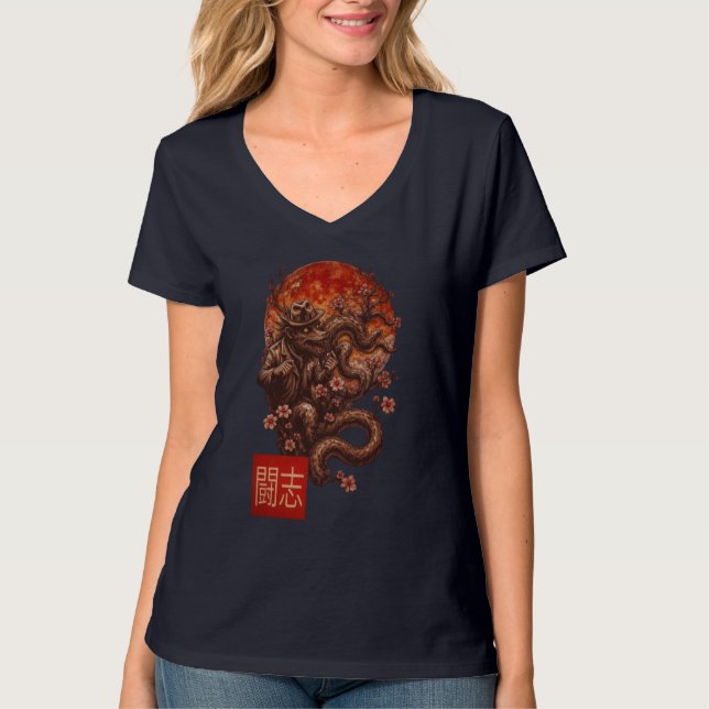 Camiseta Luna de sangre Yokai - Arte japonés oscuro (Anverso)