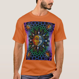Camiseta Luna de sol de mosaico celeste cósmico