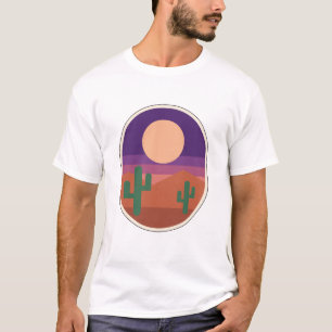 Camiseta Luna del Desierto Cactus Retro Paisaje del Suroest