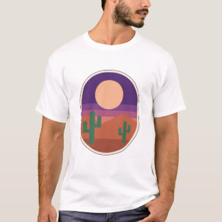 Camiseta Luna del Desierto Cactus Retro Paisaje del Suroest