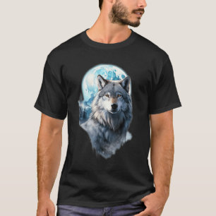 Camiseta Luna del Lobo Gráfico Aullando ,Bajo Noche de Luna