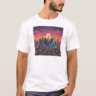 Camiseta luna detrás de la ciudad