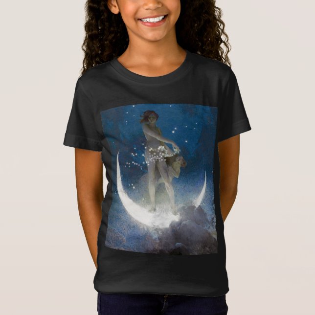Camiseta Luna diosa en las estrellas que dispersan la noche (Anverso)