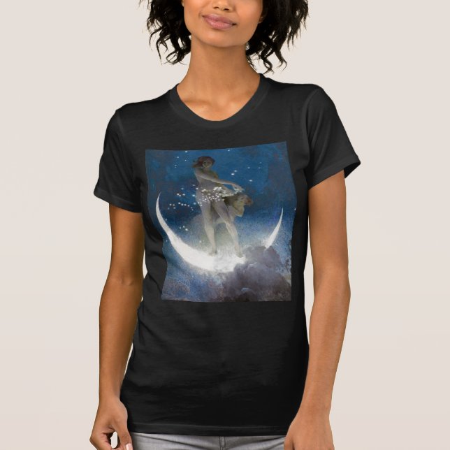 Camiseta Luna diosa en las estrellas que dispersan la noche (Anverso)