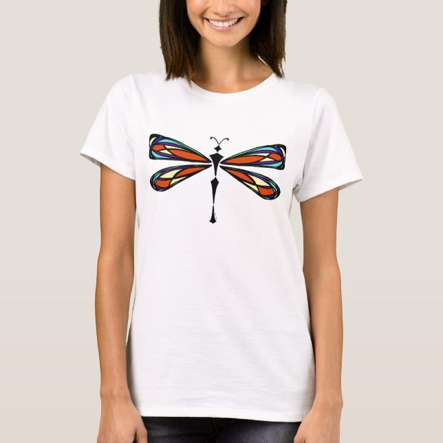 Camiseta Luna Dragonfly de vidrio manchado (Anverso)