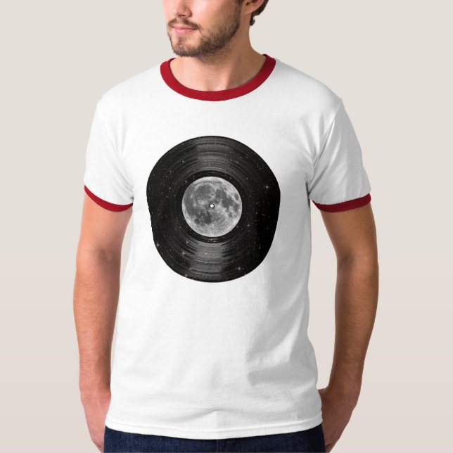 Camiseta Luna en el expediente de LP del vinilo del espacio (Anverso)