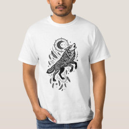 Camiseta Luna Espiritual Lobo Luna y Plumas