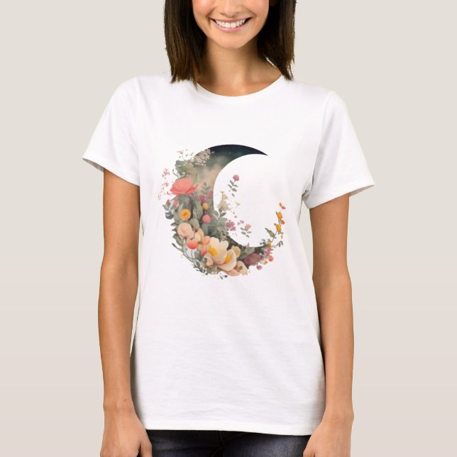Camiseta Luna floral encantadora, regalo para las madres (Anverso)