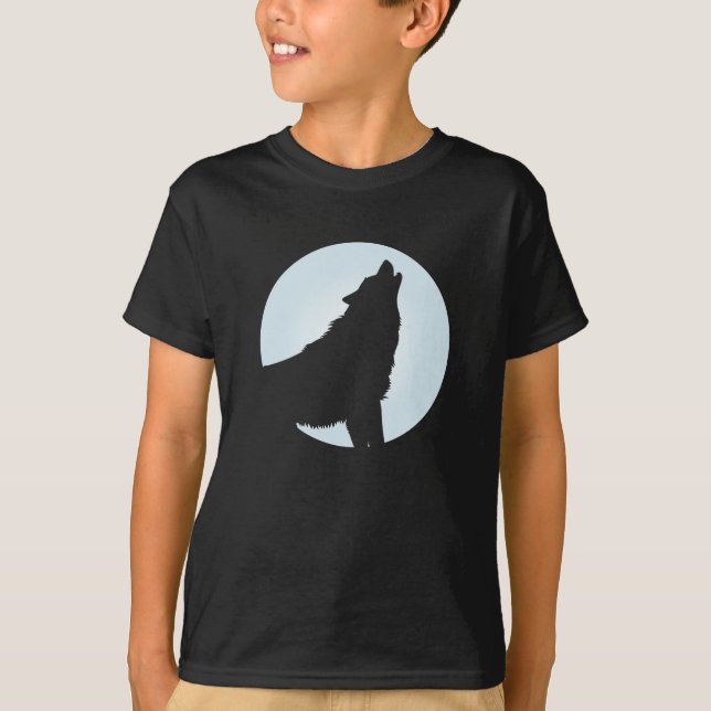 Camiseta Luna llena azul de lobo de Halloween (Anverso)