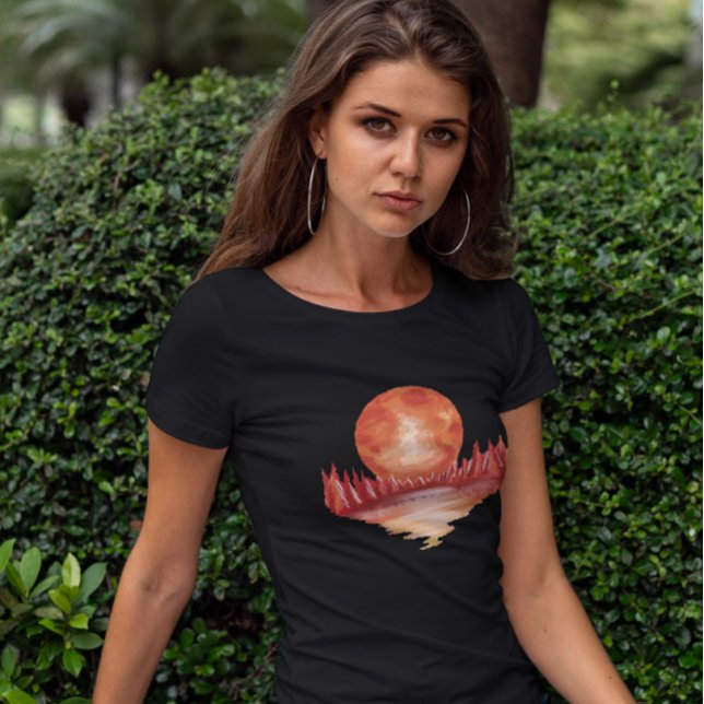 Camiseta Luna llena de paisaje rojo (Subido por el creador)