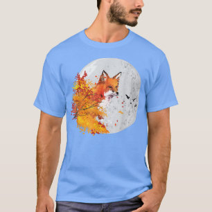 Camiseta Luna Llena Para Otoño Cae Sale De Animal Forestal