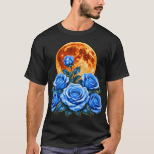 Camiseta Luna Llena Rosas Azules Floral Celestia