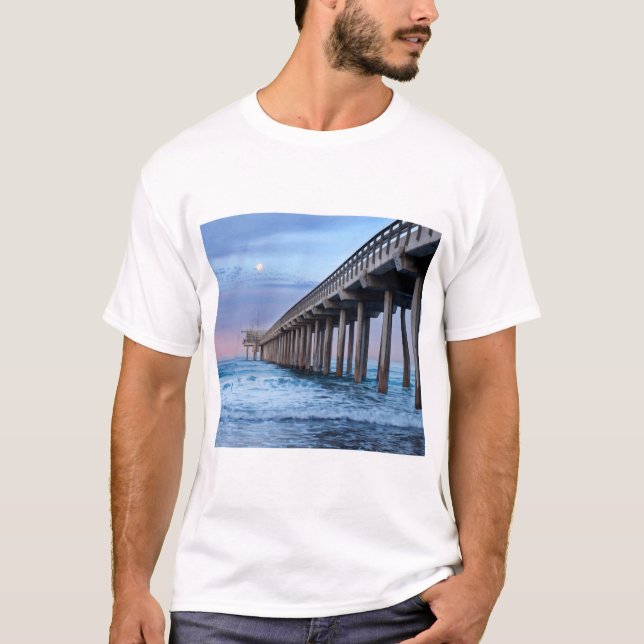 Camiseta Luna llena sobre el muelle, California (Anverso)