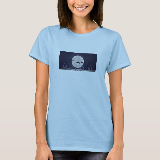 Camiseta "Luna llena y murciélagos" - Obras de arte celeste (Anverso)