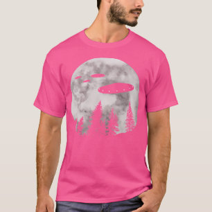 Camiseta Luna Llena Y Un Ufo Sobre El Bosque