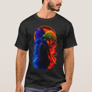 Camiseta Luna Mística & Olivo – Arte Celestial Texturizado