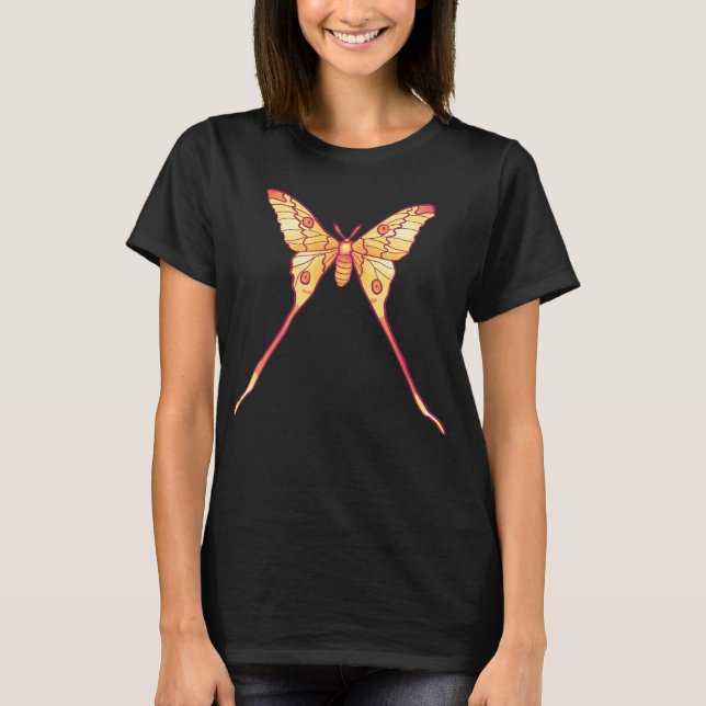 Camiseta Luna Moth Naranja Amarillo Bruja insecto mágico (Anverso)