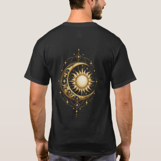 Camiseta Luna Sol Estrellas Doradas Impresión en la Parte P