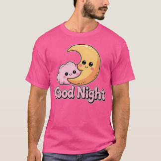 Camiseta Luna Sonriente Y Nube Diciendo Buenas Noches