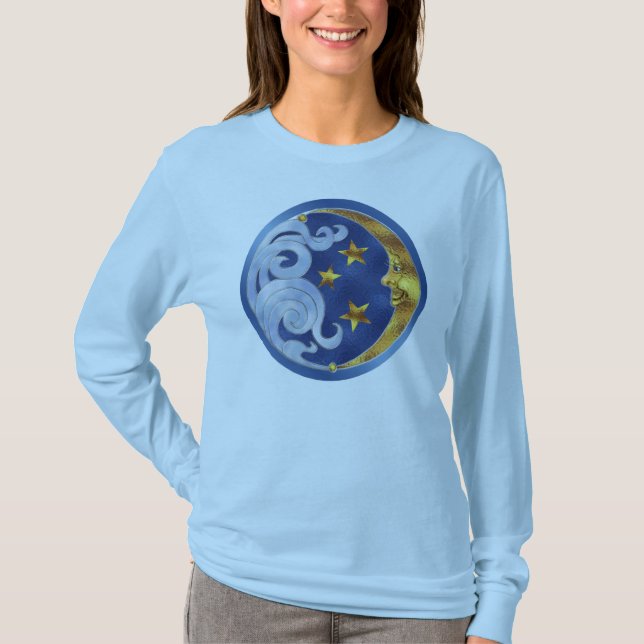 Camiseta Luna y estrellas celestes (Anverso)
