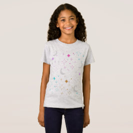 Camiseta Luna y Estrellas Minimalista Lavanda