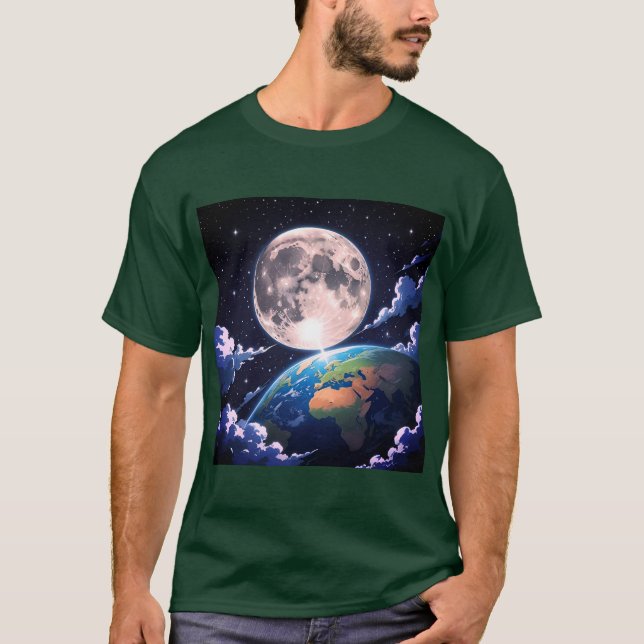Camiseta "Luna y planeta Tierra" (Anverso)