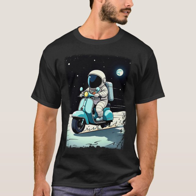 Camiseta LUNAR SCOOTERISTA - Personalizado 2D de un astrona (Anverso)