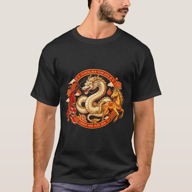 Camiseta Lunar Zodiac Dragon Tiger Horse Harmony Chinese Ne (Anverso)