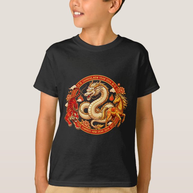 Camiseta Lunar Zodiac Dragon Tiger Horse Harmony Chinese Ne (Anverso)