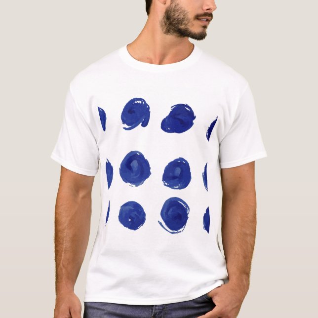 Camiseta Lunares, acuarela azul añil. (Anverso)