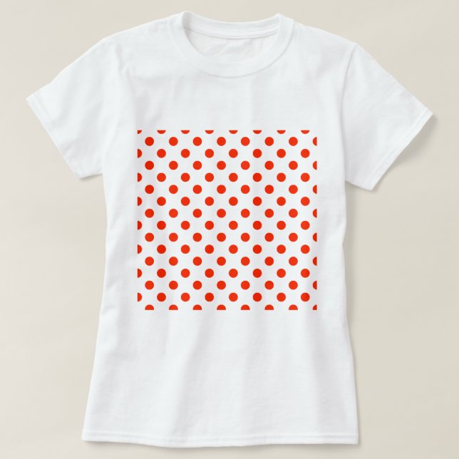 Camiseta Lunares grandes - rojo brillante en blanco (Diseño del anverso)