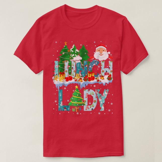 Camiseta Lunch Lady Árbol de Navidad Santa Matanza Fami (Diseño del anverso)